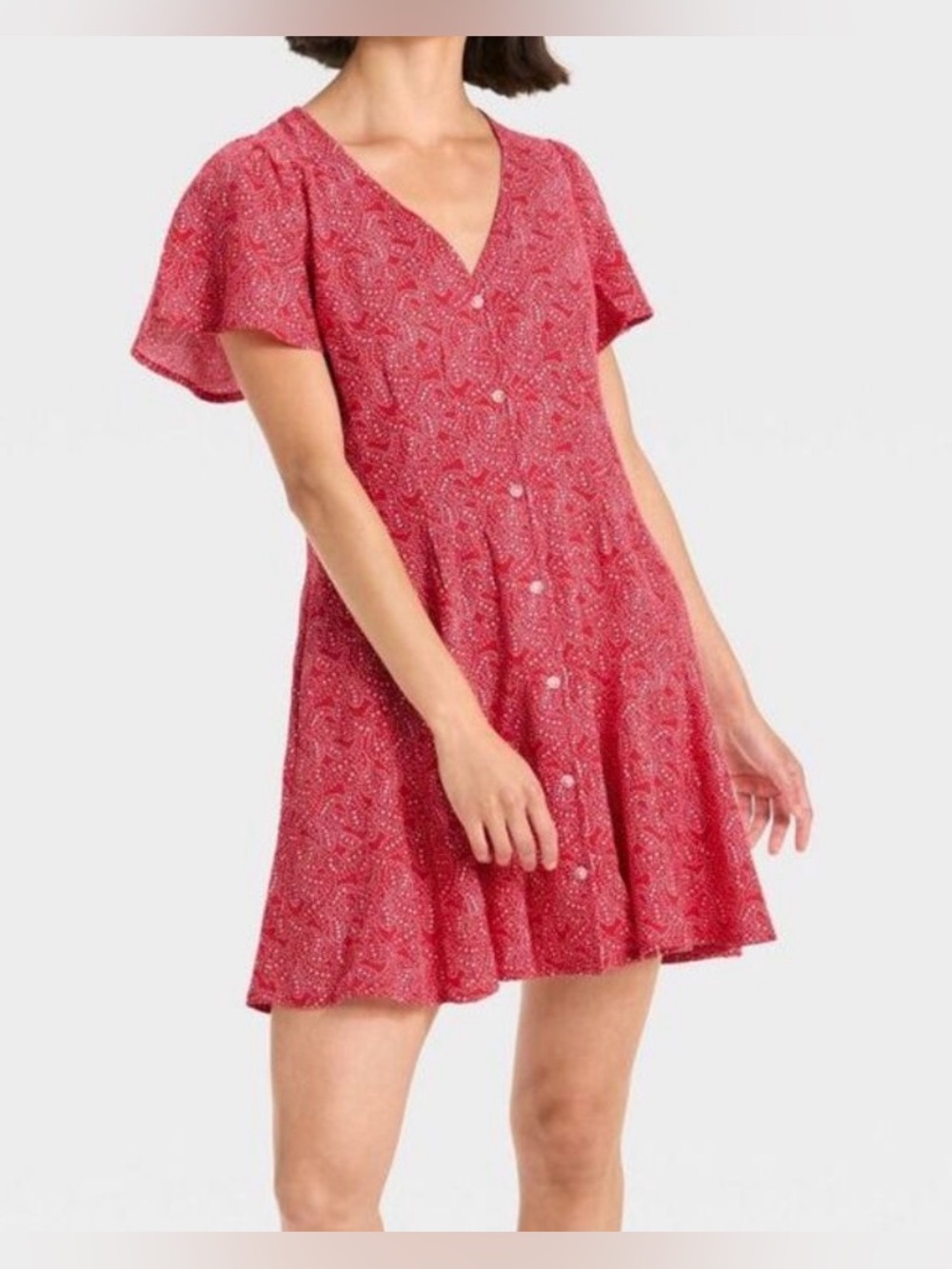 Universal Thread Red Button-Front Mini Dress - Picture 2 of 7